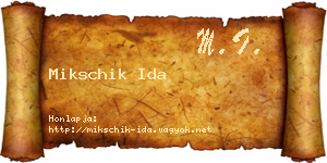 Mikschik Ida névjegykártya